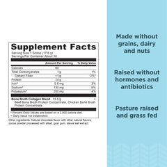 Ancient Nutrition Bone Broth Collagen Chocolate powder scoop shows hydrolyzed peptides for joint comfort