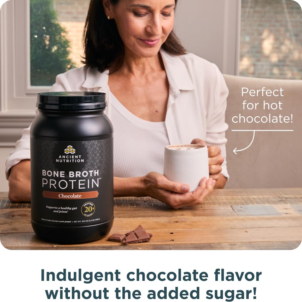 Close-up of Ancient Nutrition ingredients highlighting hydrolyzed collagen and bone broth proteins