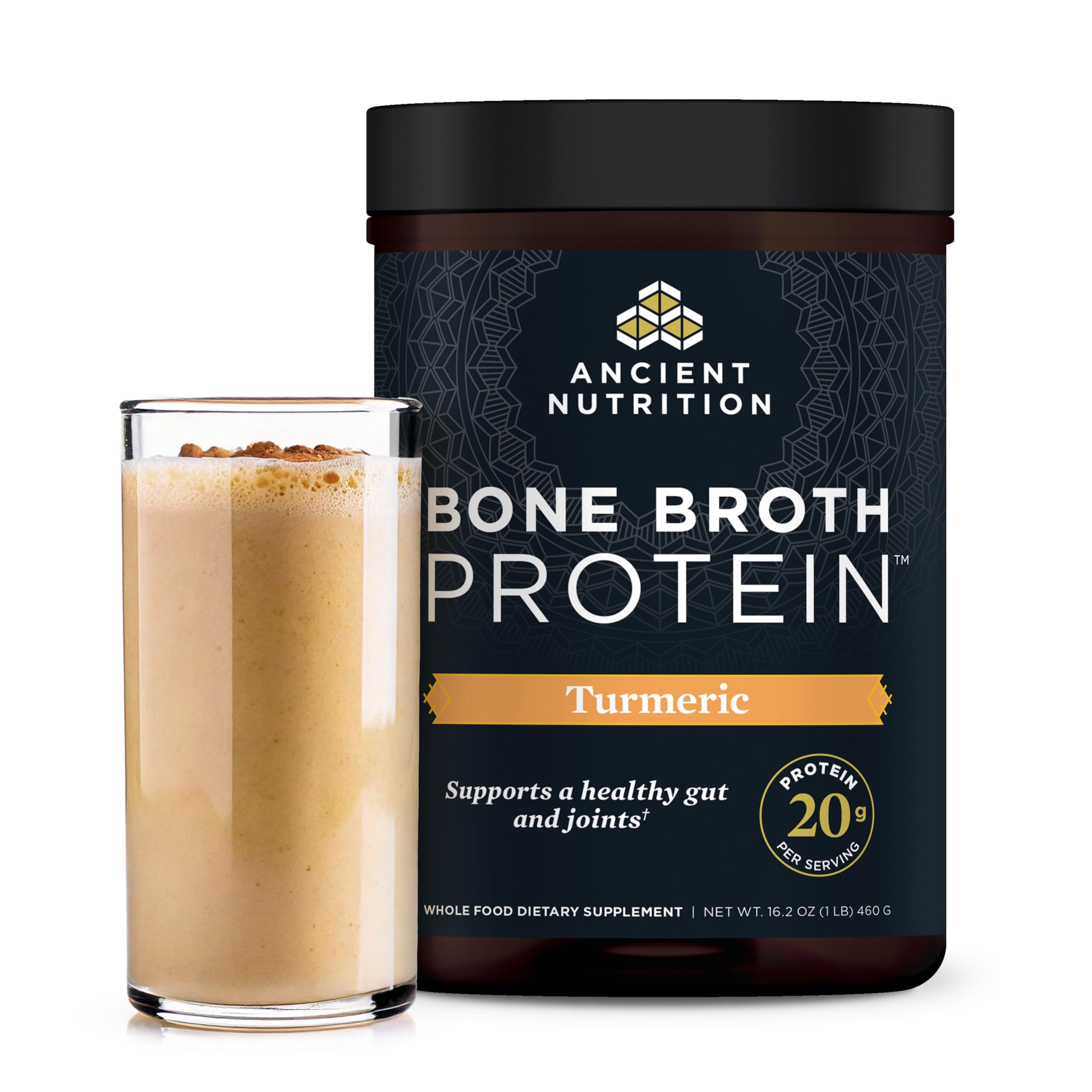 Ancient Nutrition bone broth protein powder package front for premium protein option