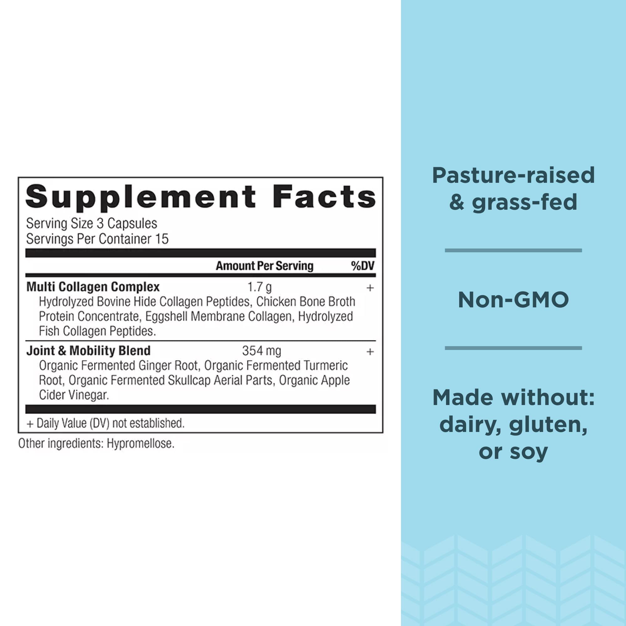Ancient Nutrition capsules closeup showing easy-to-swallow daily supplement.