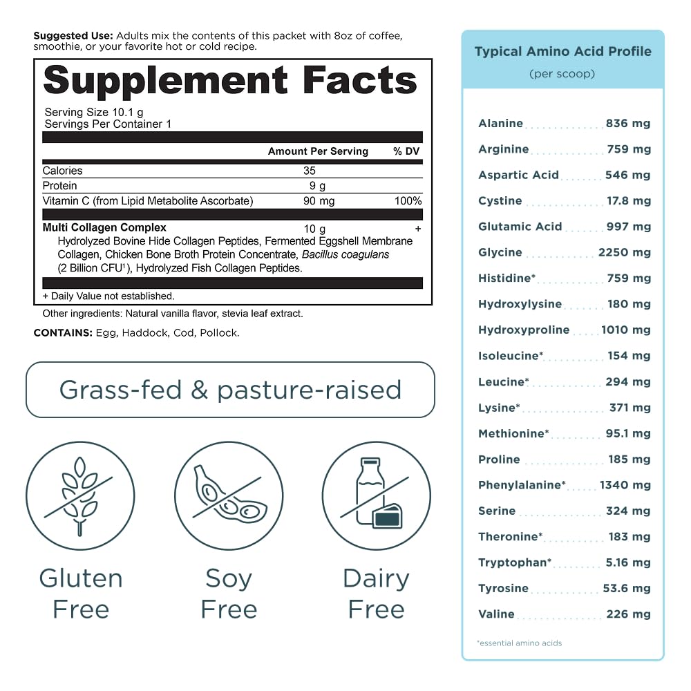 Close-up of Ancient Nutrition collagen packet showing travel-friendly format.