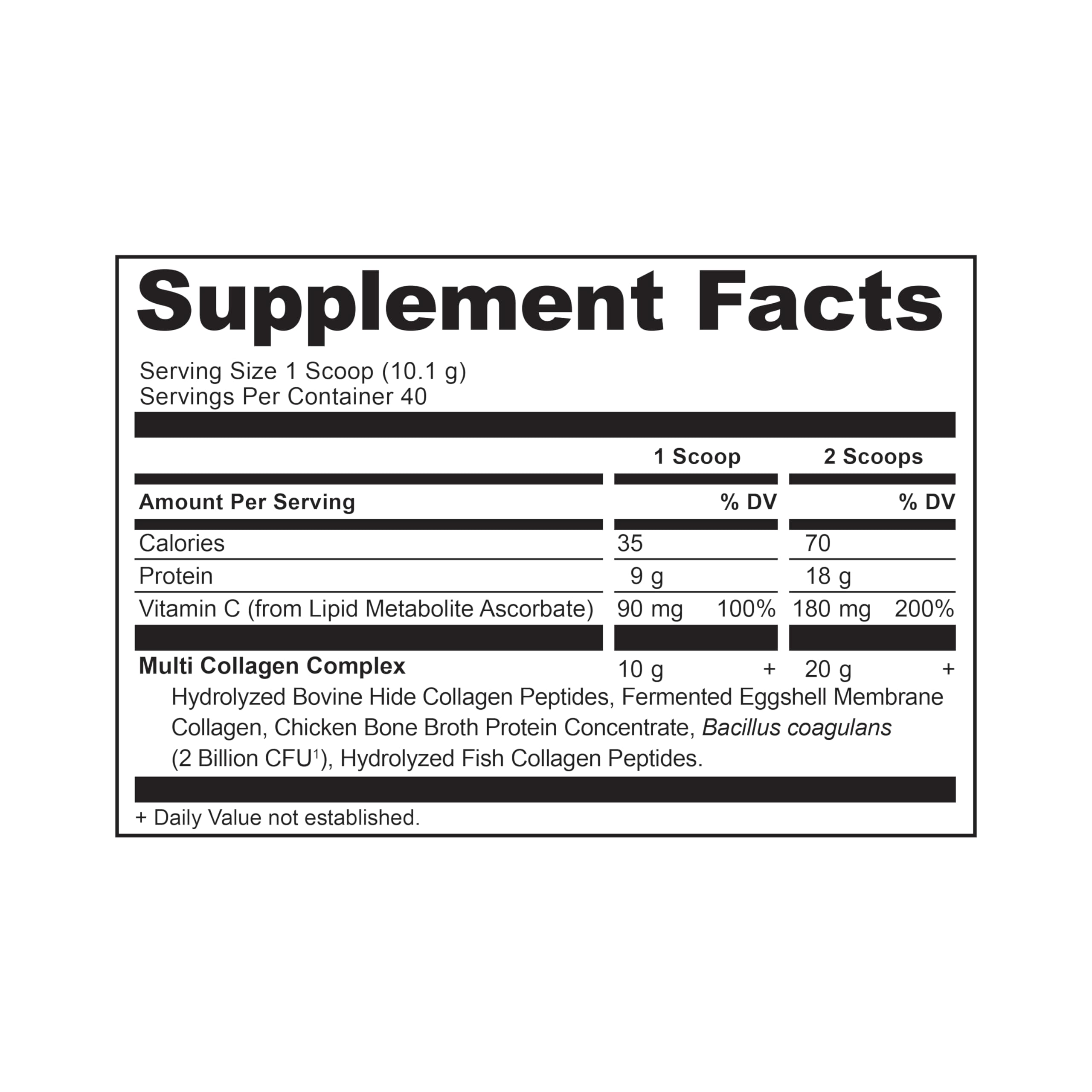 Ingredients panel of Ancient Nutrition collagen peptides showing collagen sources
