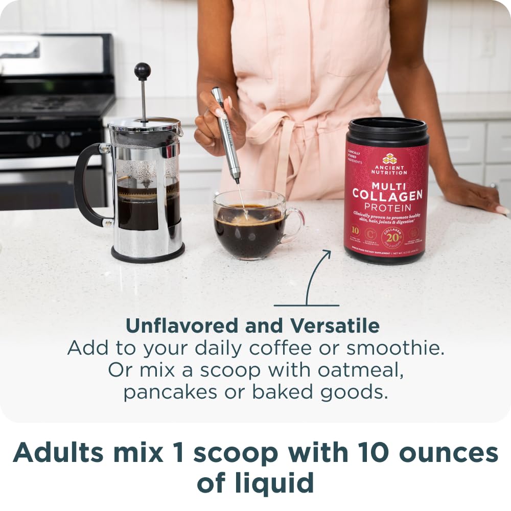 Closeup of Ancient Nutrition collagen peptides label showing product details