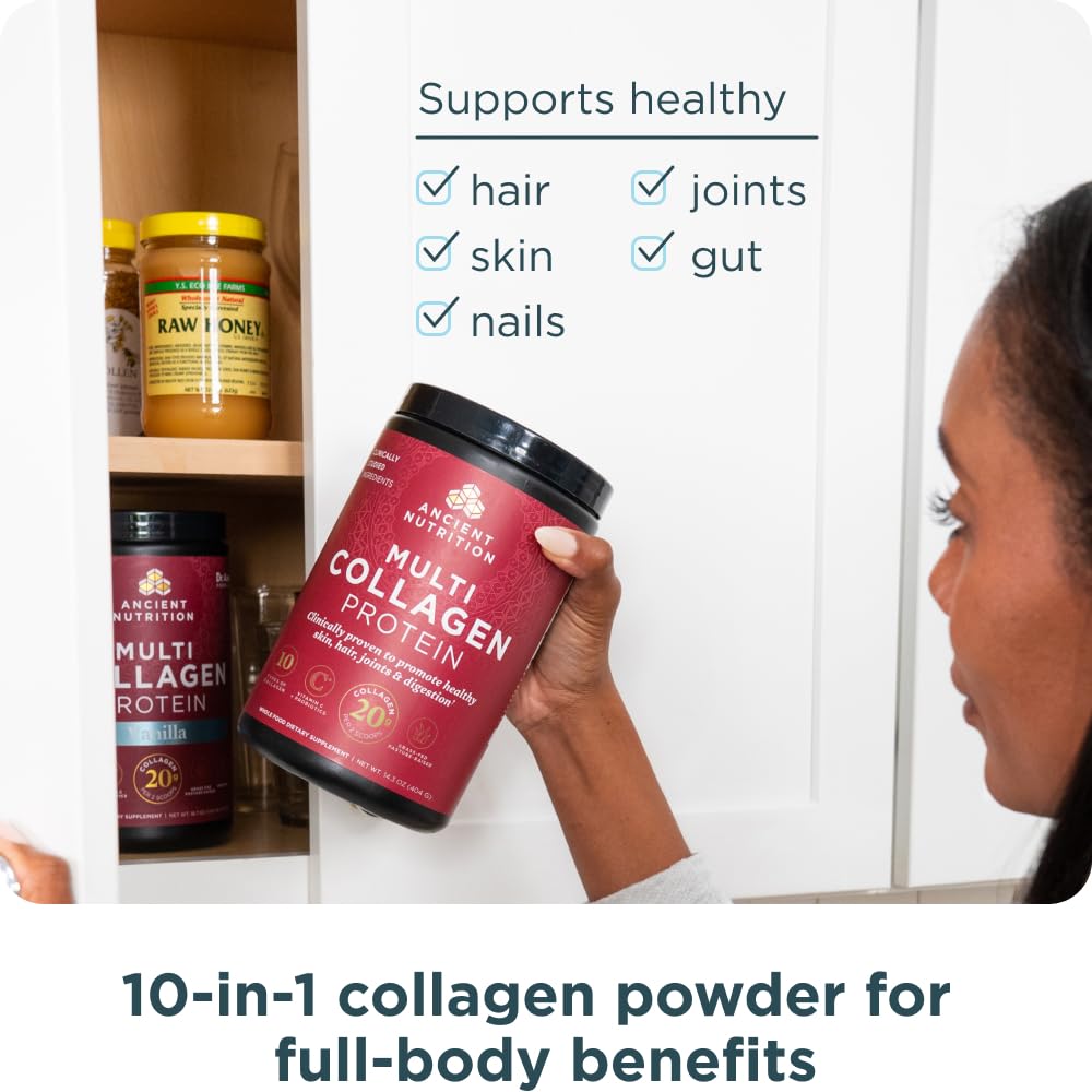 Measuring spoon with Ancient Nutrition collagen peptides powder