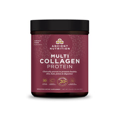 Ancient Nutrition Collagen Peptides tub front shows unflavored powder for skin, joints, and gut support