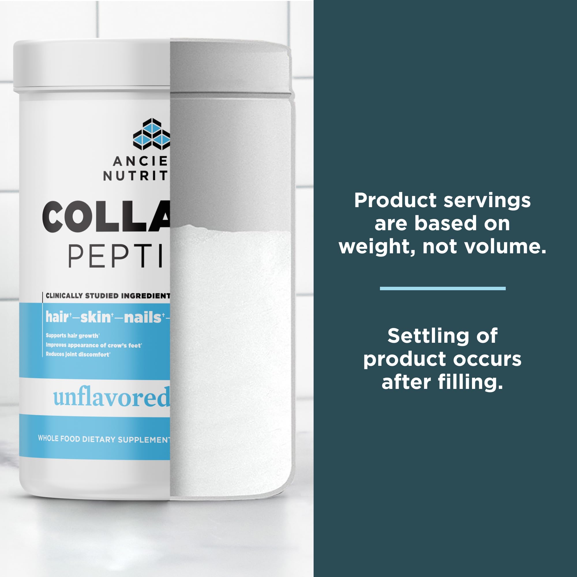 Ancient Nutrition Collagen Peptides unflavored packaging with eco-conscious design