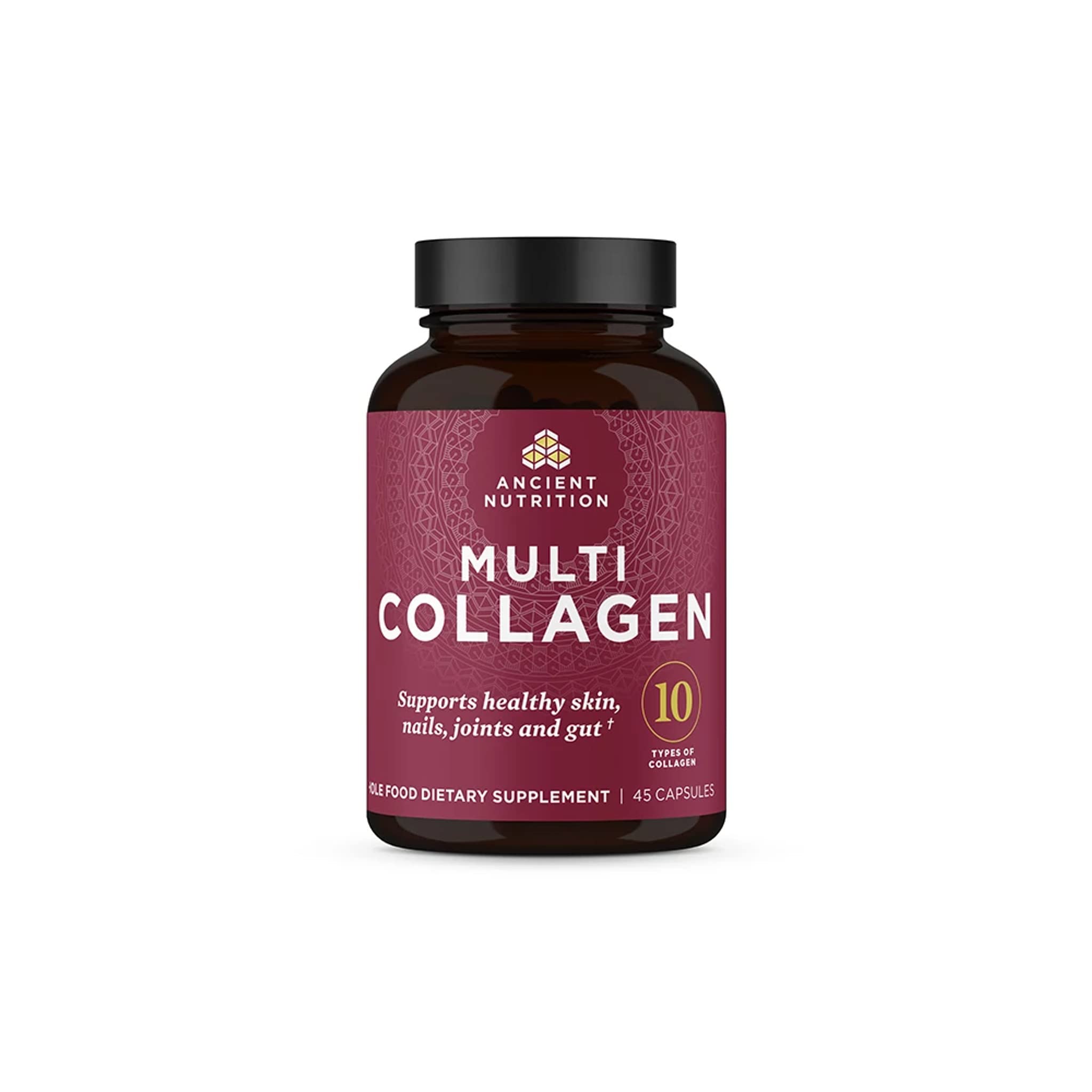 Ancient Nutrition collagen pills bottle ready for daily use supporting skin and joints