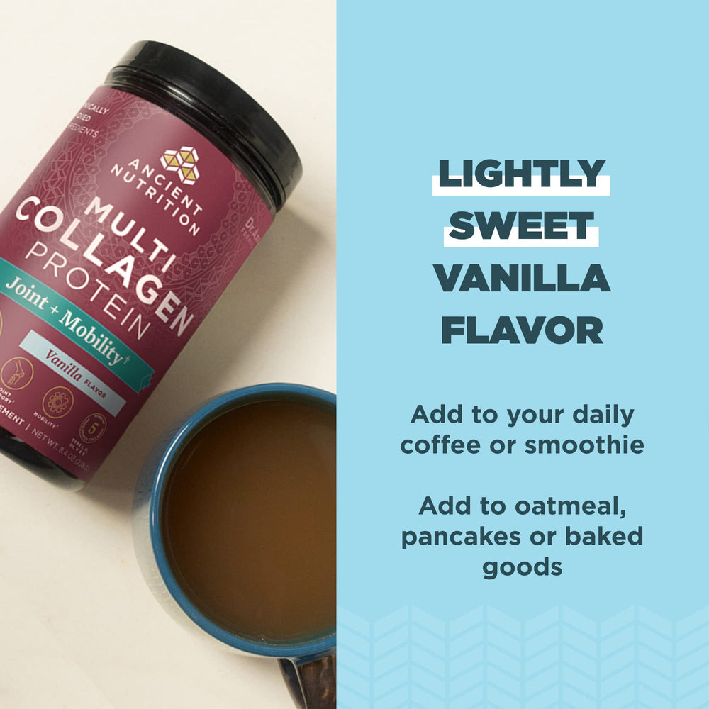Ancient Nutrition Collagen Powder bottle highlights new packaging and core ingredients.