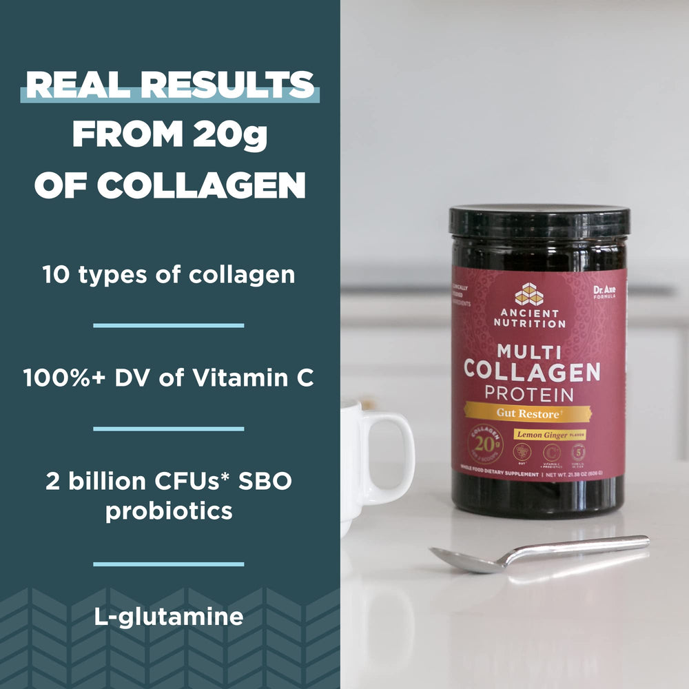 Ancient Nutrition collagen scoop demonstrates easy daily use in shakes