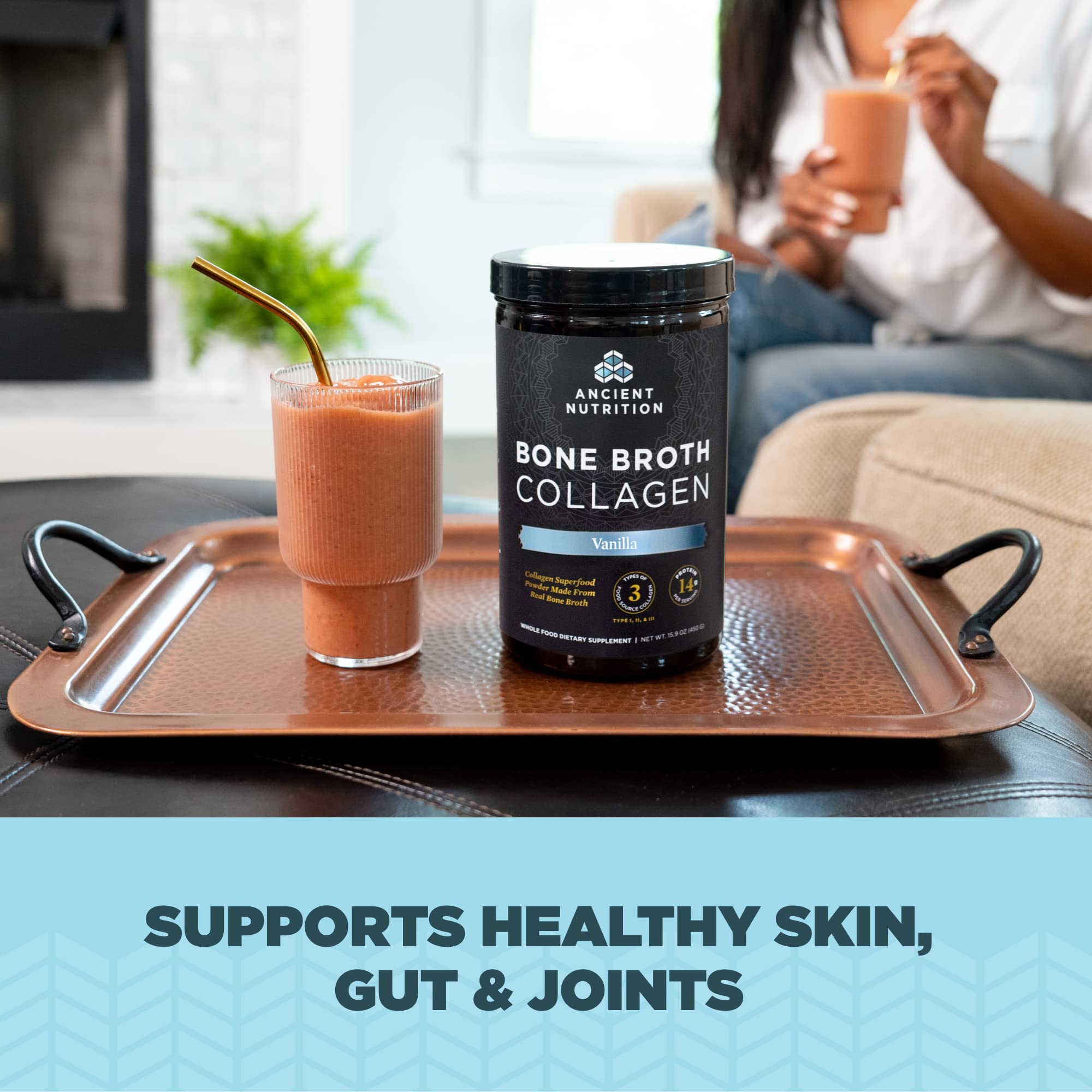 Ancient Nutrition collagen types I II III label highlighting multi-source blend