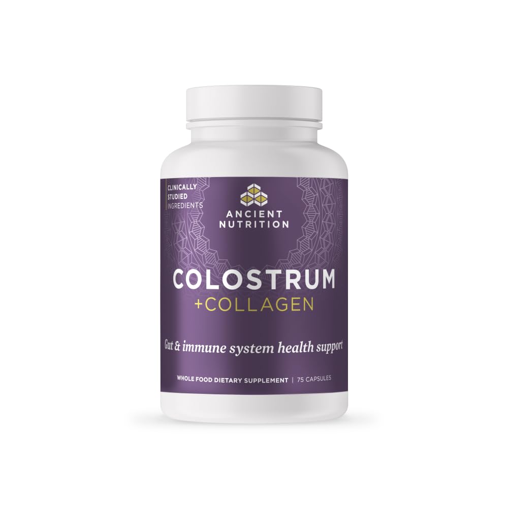 Ancient Nutrition Colostrum Superfood bottle front for daily immune and gut support.