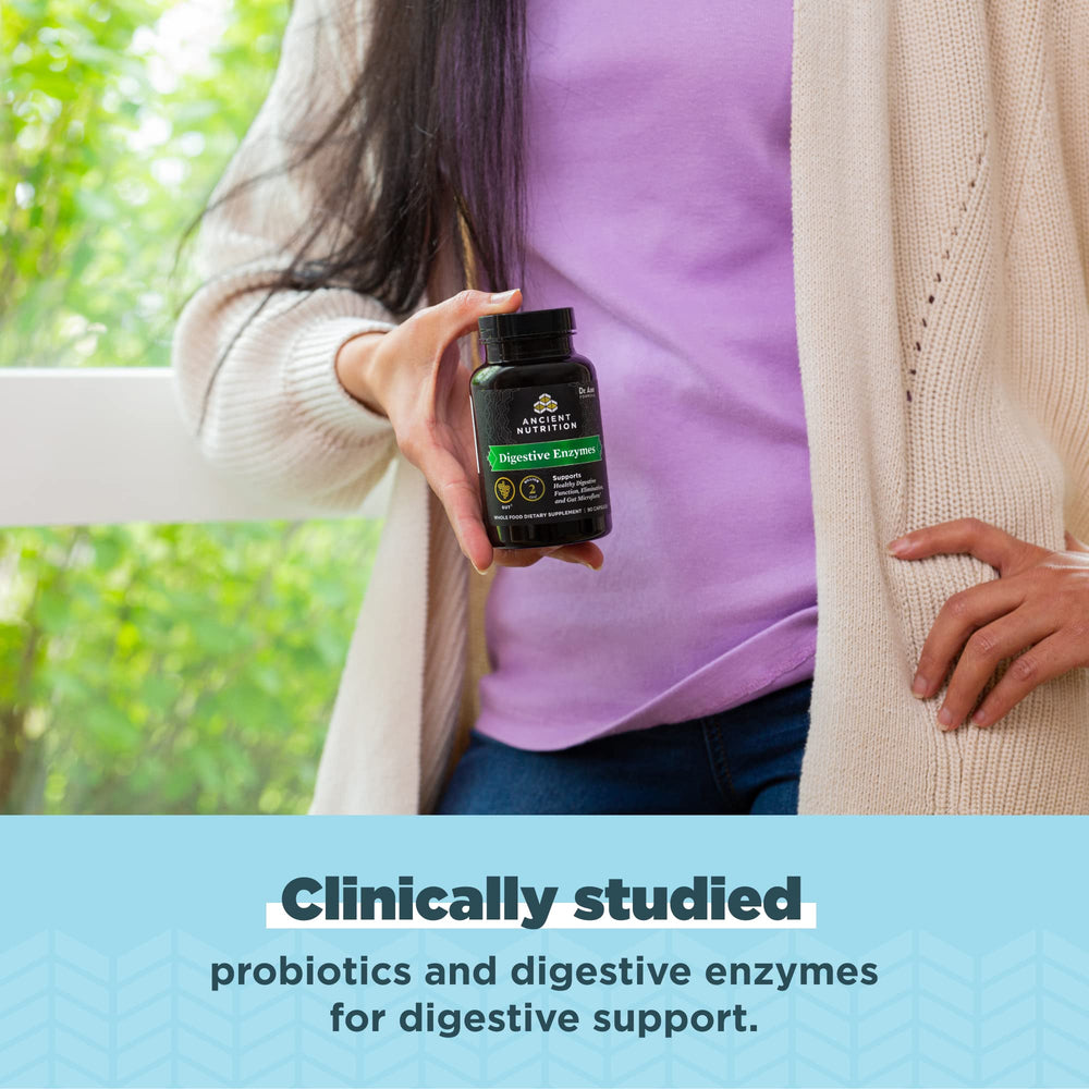 Ancient Nutrition Digestive Enzymes probiotic Bacillus coagulans for shelf-stable storage