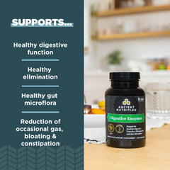 Ancient Nutrition Digestive Enzymes capsules inside for easy daily use