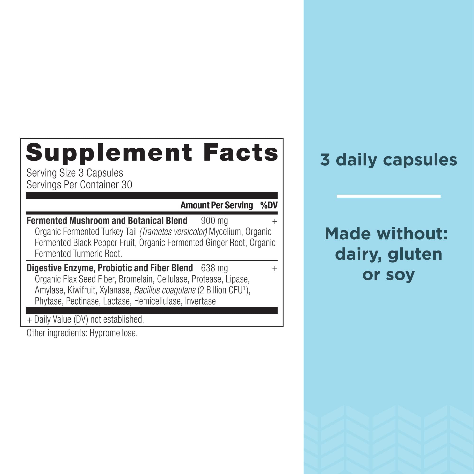 Ancient Nutrition Digestive Enzymes label closeup shows ingredients and probiotic blend