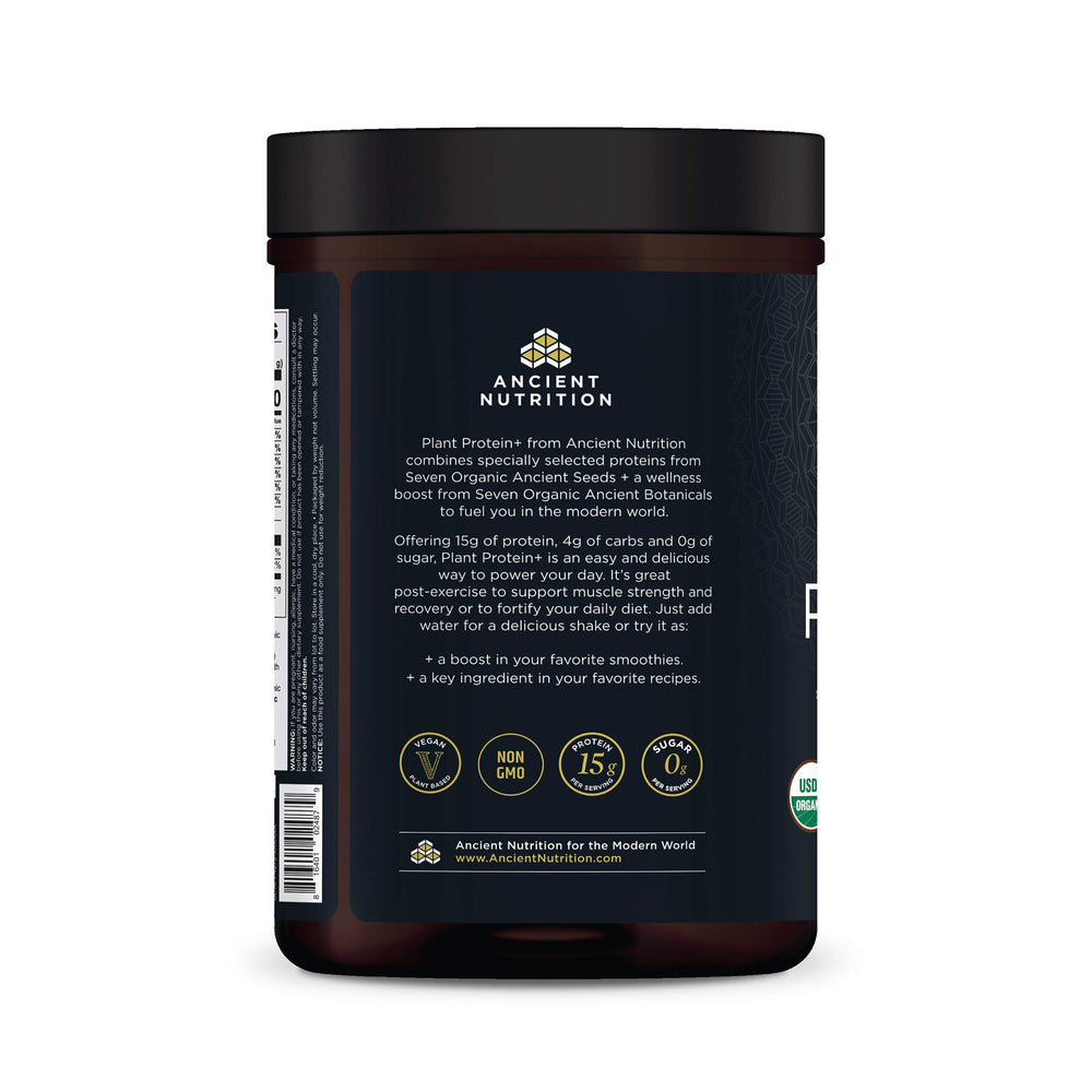 Ancient Nutrition Gluten Free protein powder badge signaling versatile use.