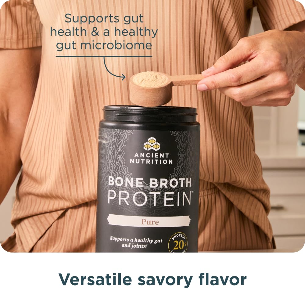 Ancient Nutrition grass-fed and cage-free ingredients highlighting quality and sustainability.