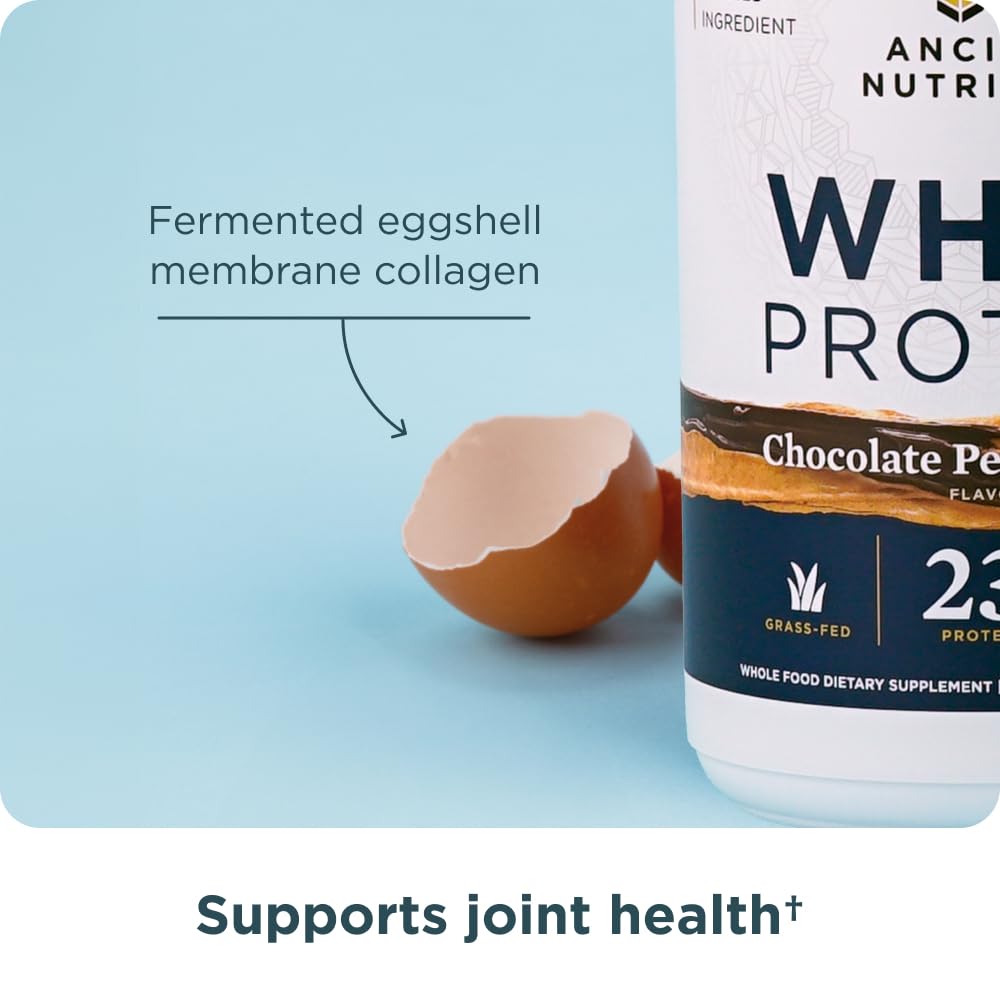 Ancient Nutrition serving suggestion shows 8 oz liquid for a smooth shake