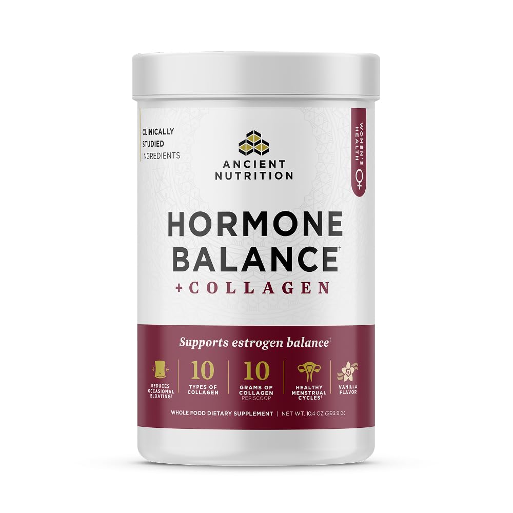 Ancient Nutrition Hormone Balance bottle in vanilla flavor for daily energy support