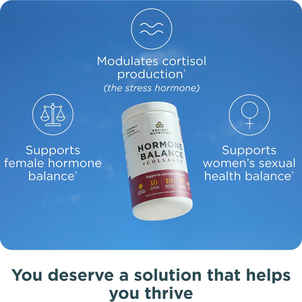 Ancient Nutrition Hormone Balance powder tub ready for smoothies