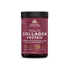 Ancient Nutrition hydrolyzed collagen peptides powder bottle unflavored for daily skin and nails.