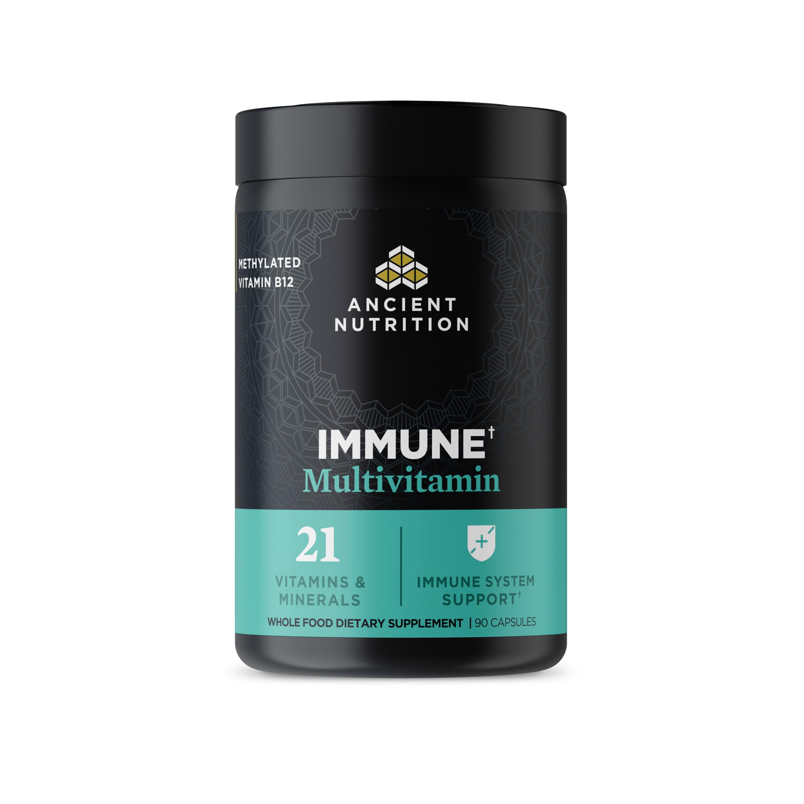 Ancient Nutrition Immune Multivitamin bottle with capsules for daily immune support