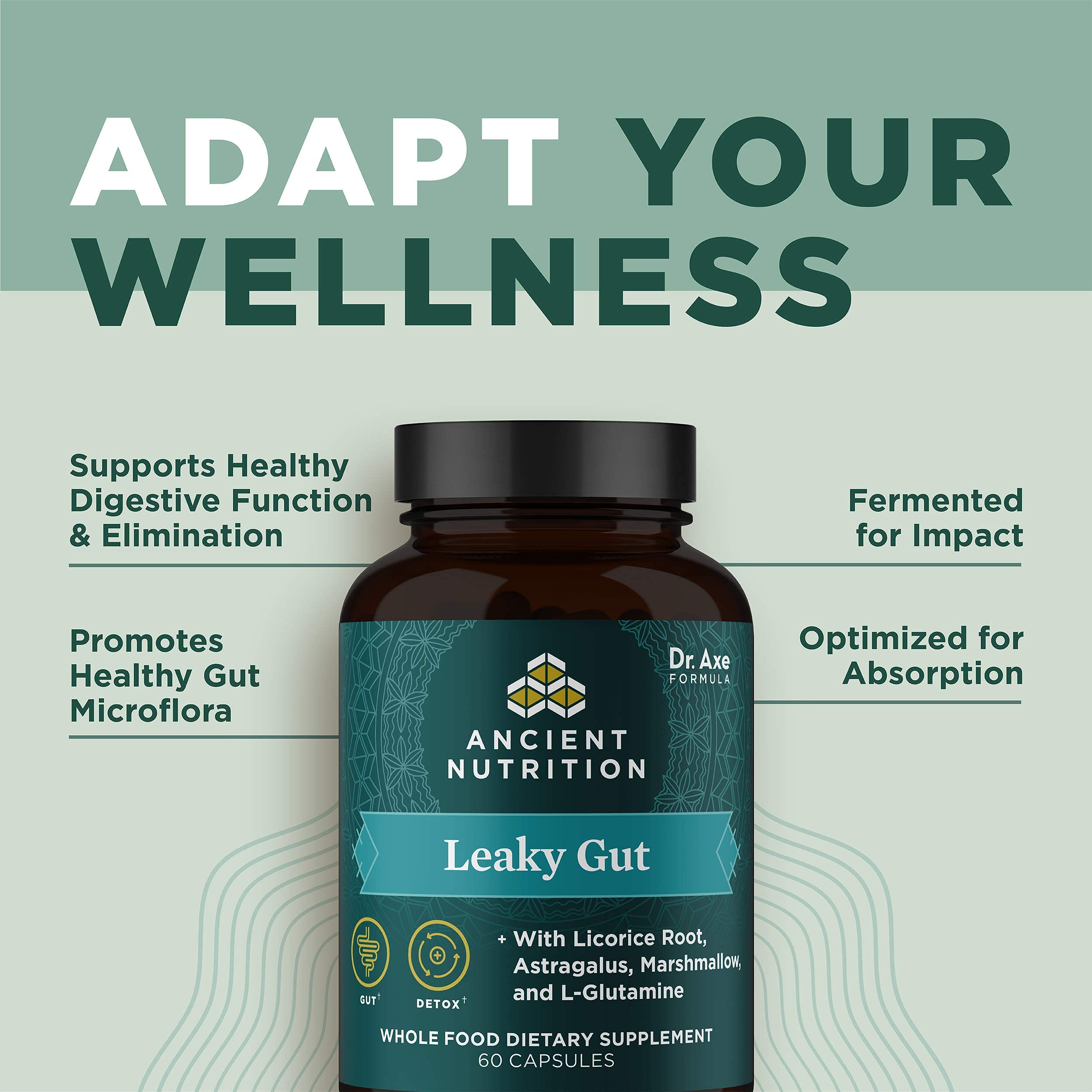 Ancient Nutrition Leaky Gut capsules ingredients label with Bacillus coagulans