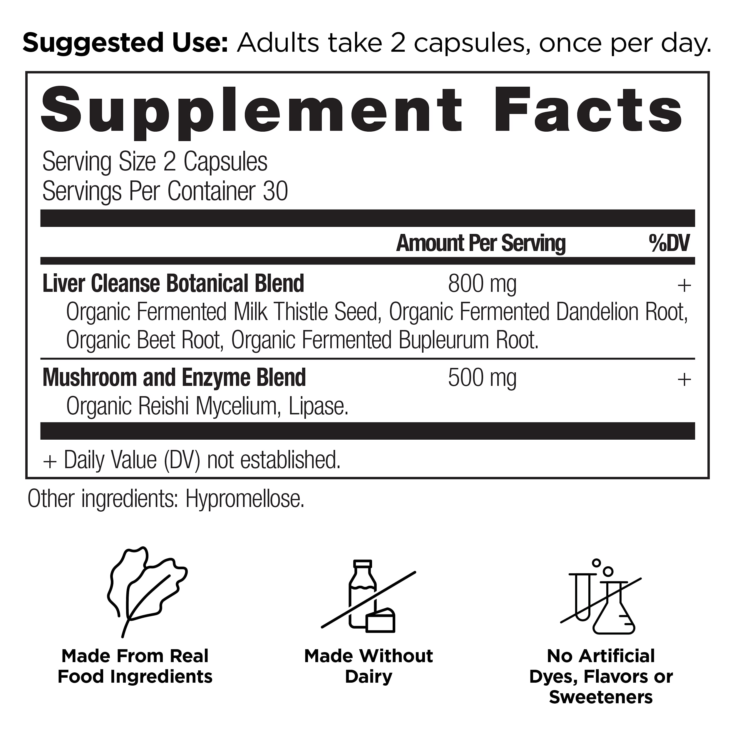 Label closeup of Ancient Nutrition Liver Cleanse with ingredients listed