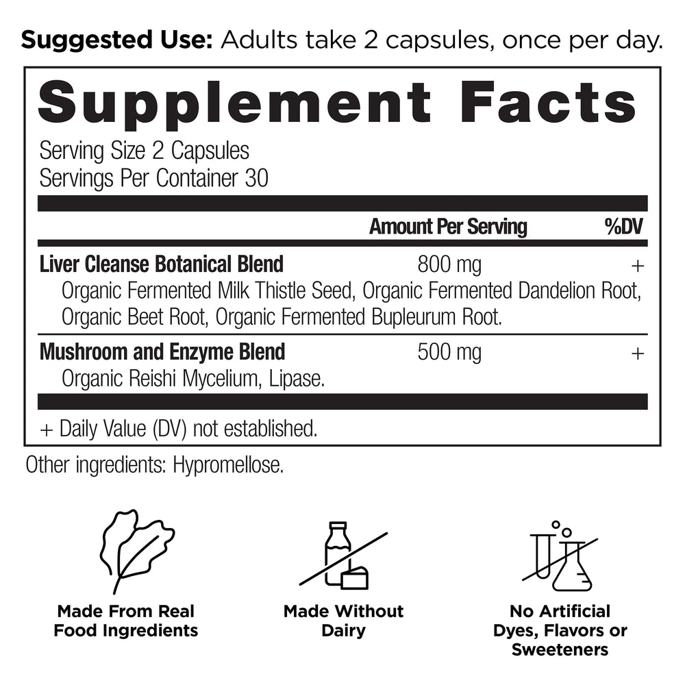 Label closeup of Ancient Nutrition Liver Cleanse with ingredients listed