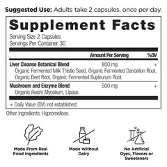 Label closeup of Ancient Nutrition Liver Cleanse with ingredients listed