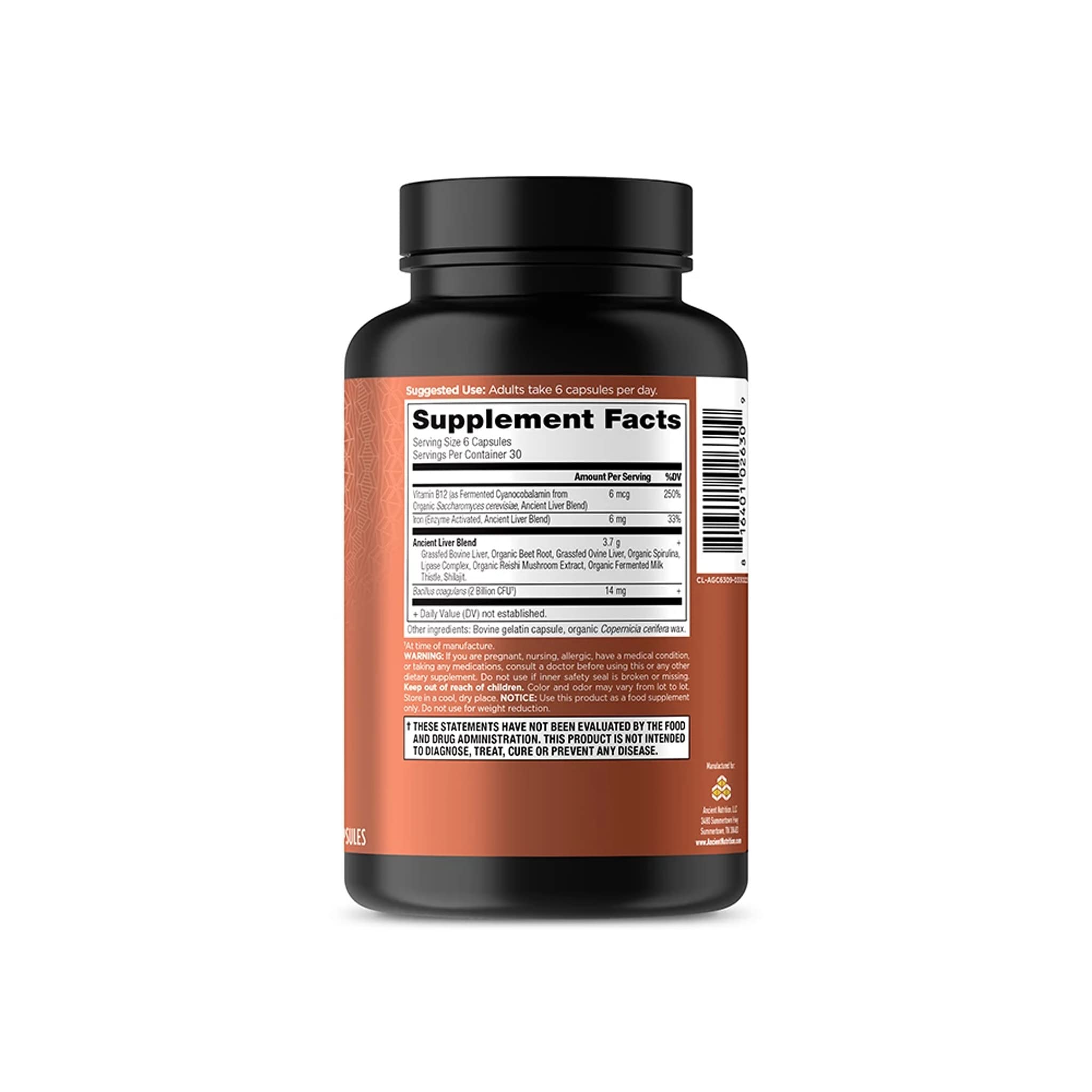 Ancient Nutrition Liver Organ Supplements on dining table for routine use.
