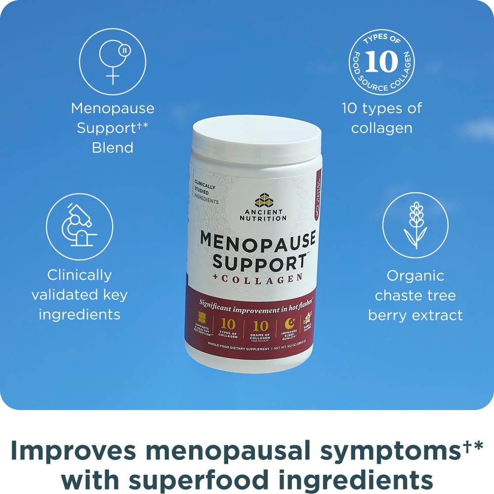 Ancient Nutrition menopause support powder in vanilla, easy to mix