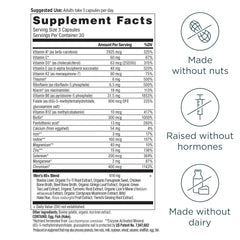 Ancient Nutrition Men's 40+ Multivitamin ingredient blend chart shows diverse nutrients.