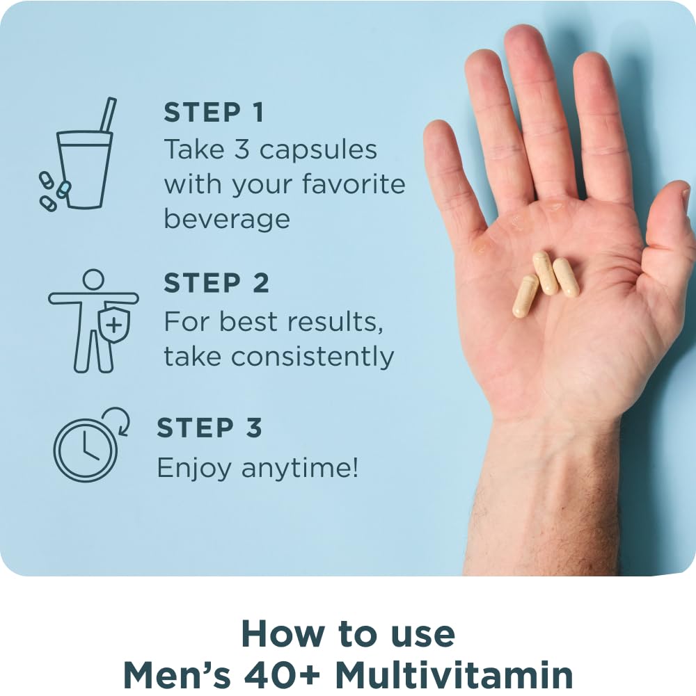 Ancient Nutrition Men's 40+ Multivitamin packaging communicates quality and USA-made assurance.