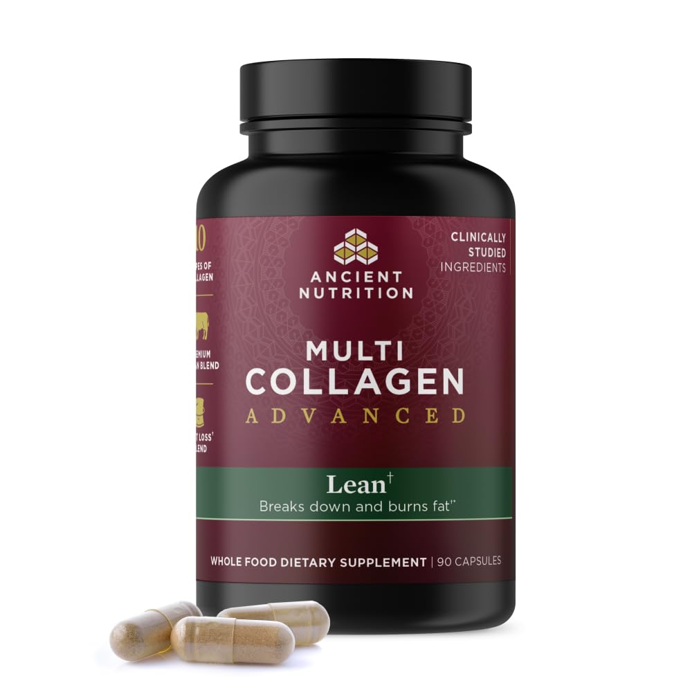 Ancient Nutrition Multi Collagen Advanced Lean bottle supports weight and fat loss goals