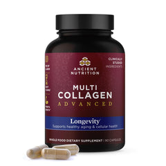 Ancient Nutrition Multi Collagen Advanced Longevity bottle for daily wellness