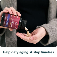 Closeup of Ancient Nutrition Multi Collagen Advanced Longevity capsules