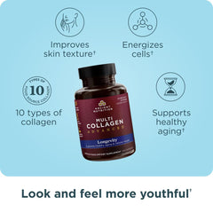 Label of Ancient Nutrition Multi Collagen Advanced Longevity showing probiotics