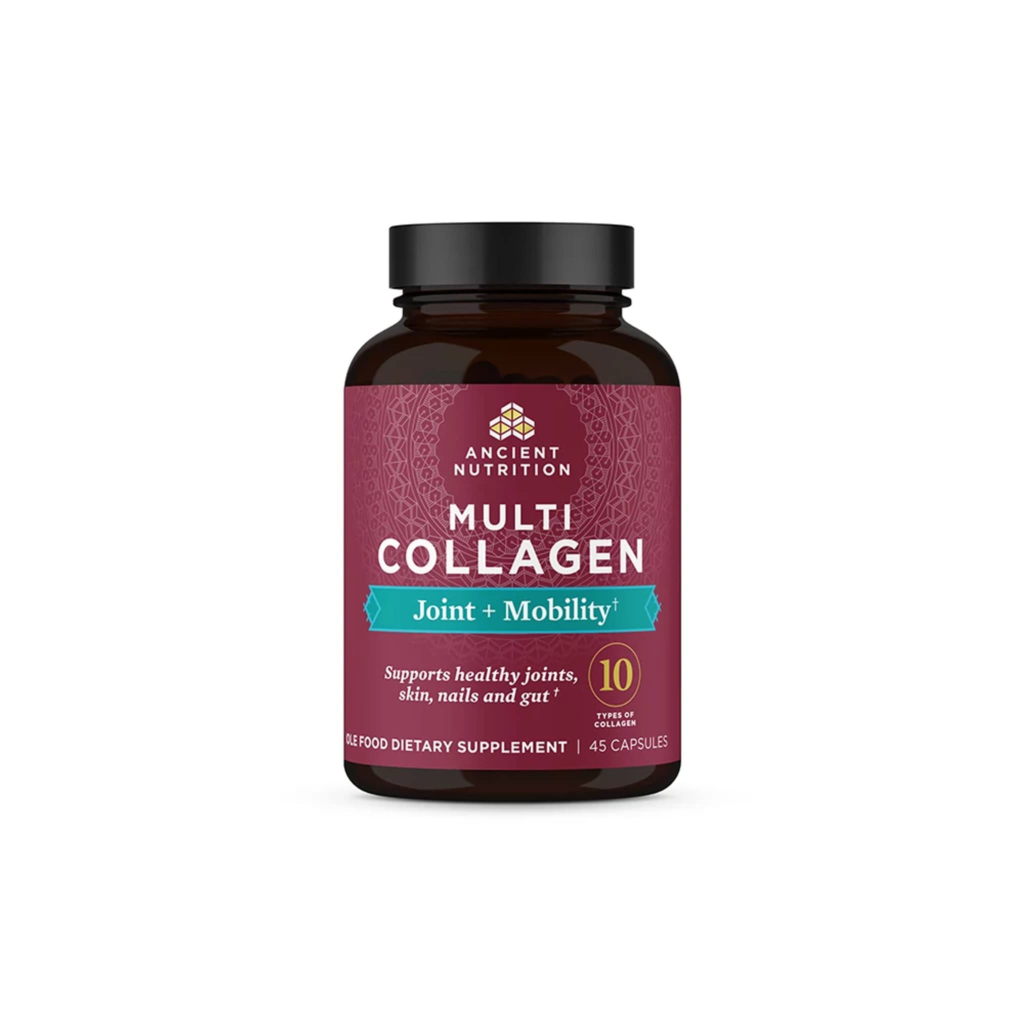 Ancient Nutrition Multi Collagen bottle front view highlighting joint support potential.