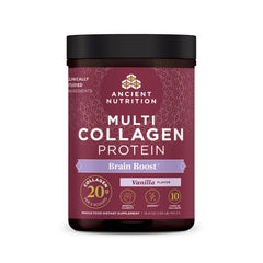 Ancient Nutrition Multi Collagen Brain Boost tub ready for daily use supports skin and joints.