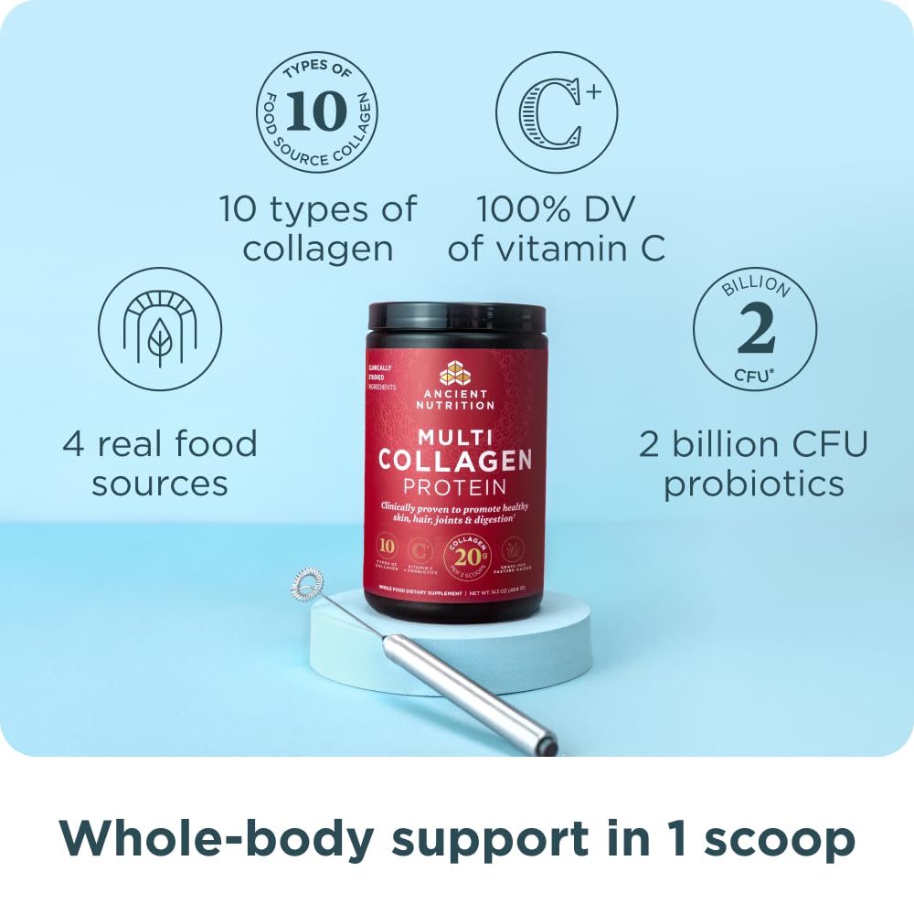 Ancient Nutrition multi collagen powder packets ready for on-the-go daily protein.