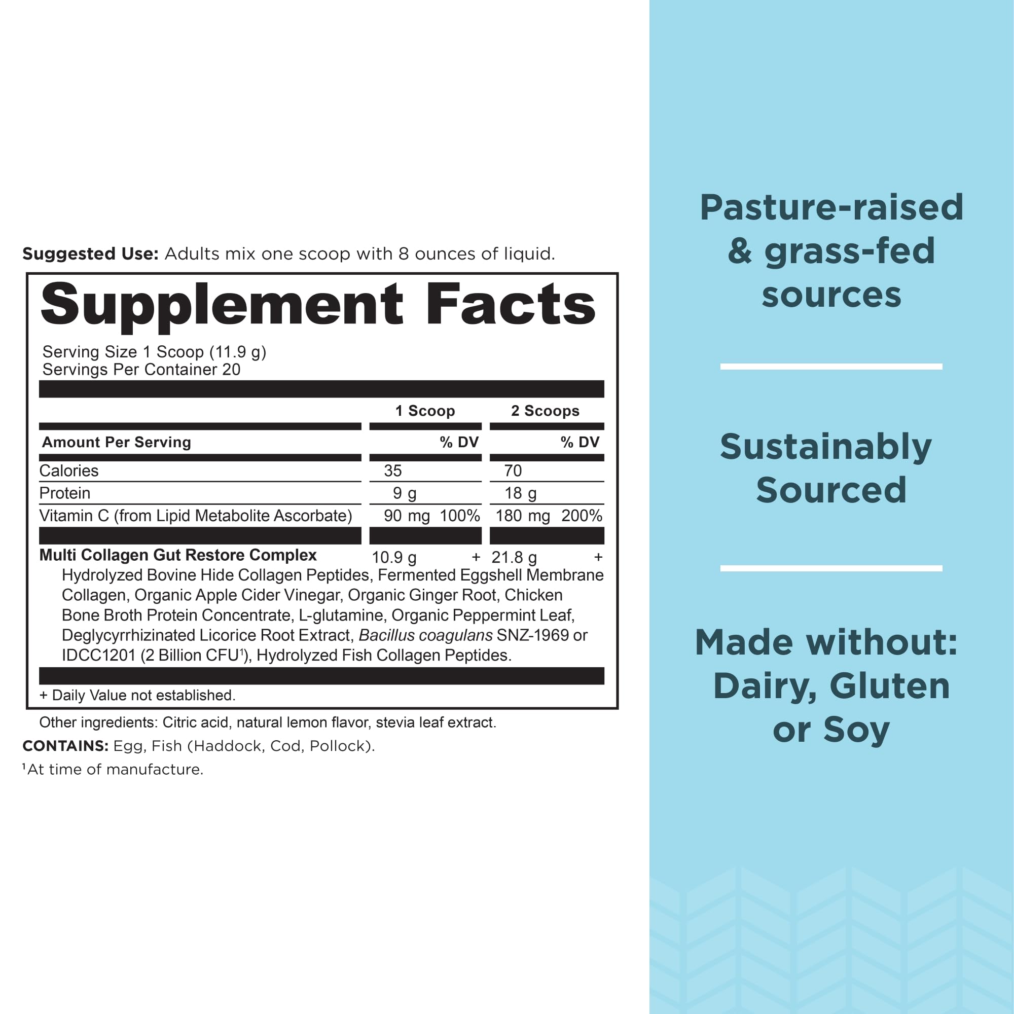 Ancient Nutrition multi collagen powder tub highlights five types for skin and nails