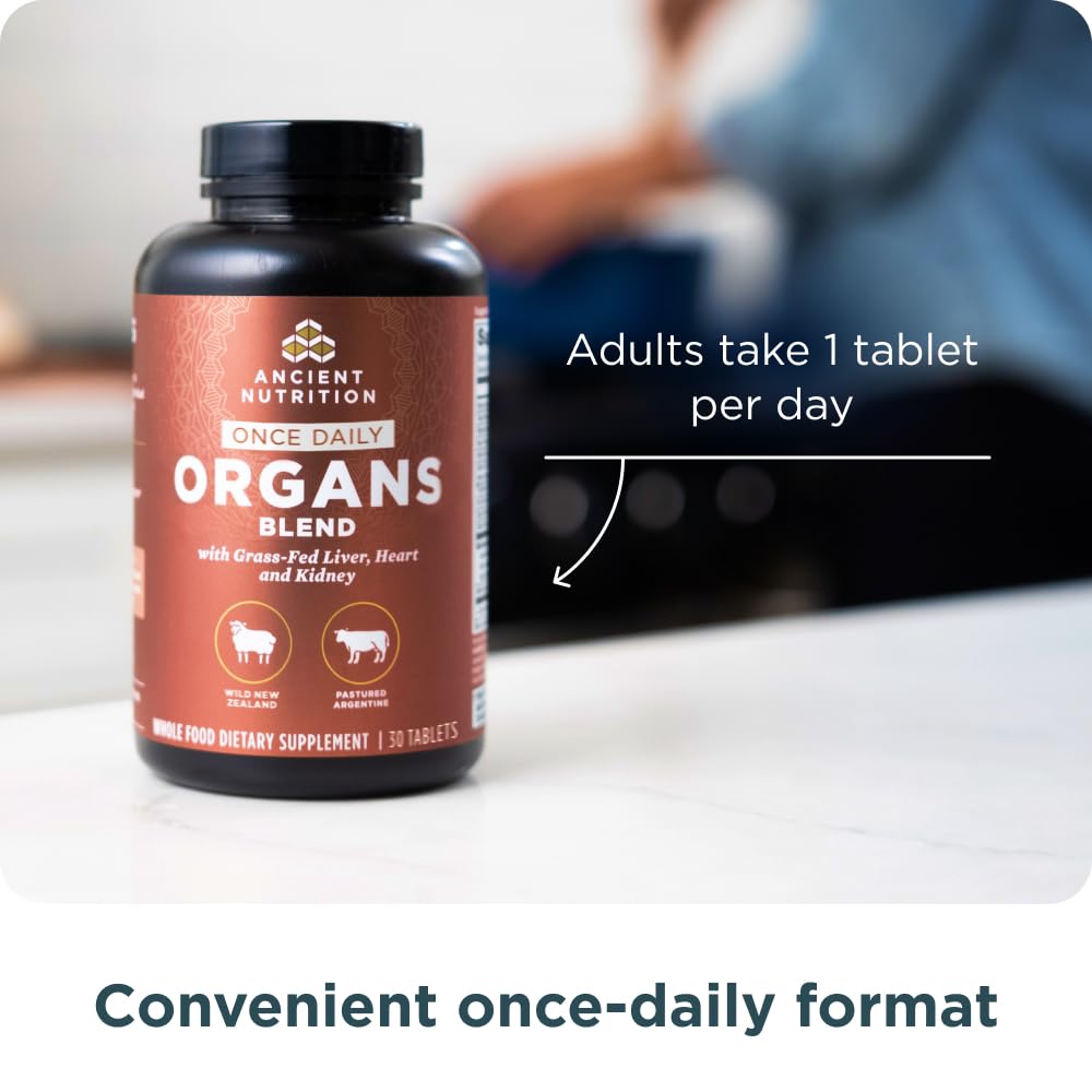 Ancient Nutrition Organ Complex capsule being swallowed as part of a simple daily routine