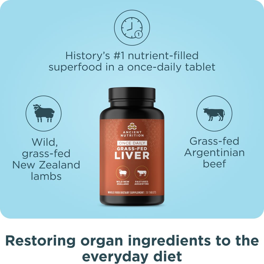 Ancient Nutrition organ supplements capsules closeup showing easy-to-swallow pills.