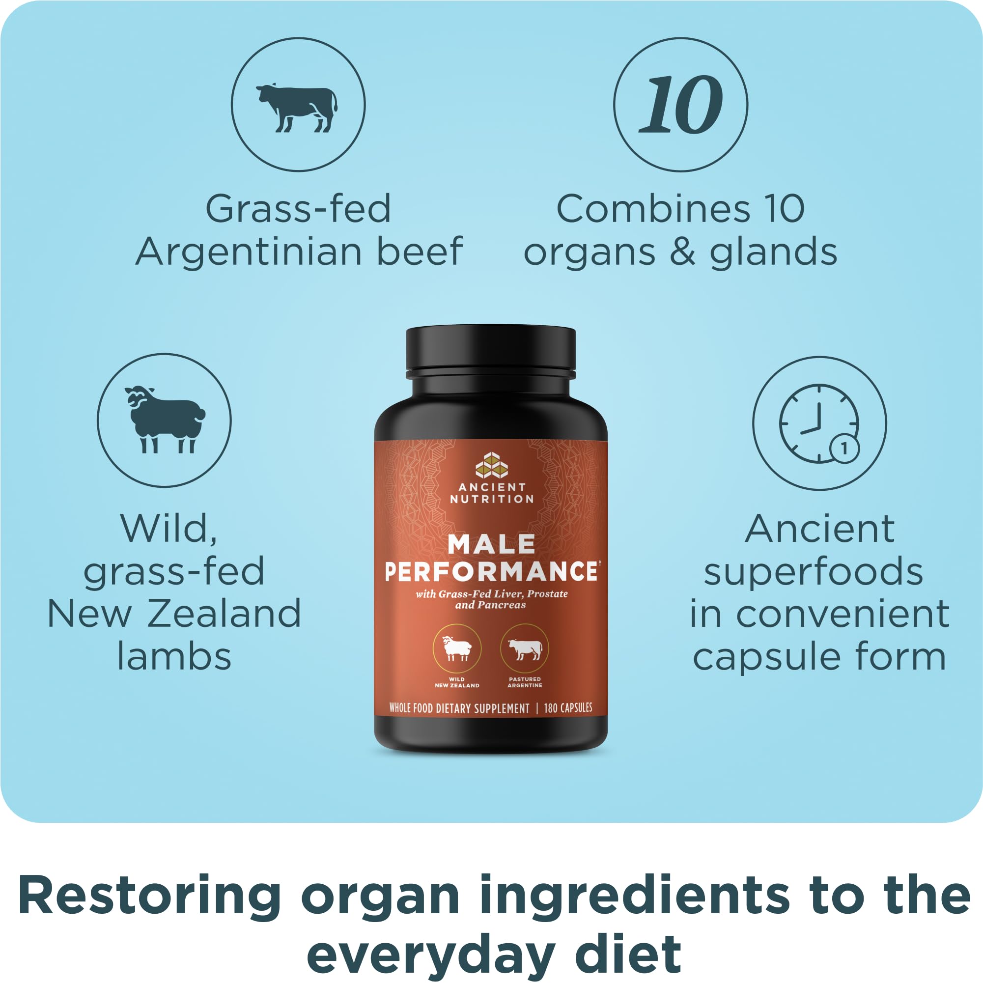 Ancient Nutrition Organs liver capsule image highlighting organ-supporting nutrients.