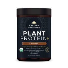 Ancient Nutrition Plant Based Protein Chocolate tub for convenient vegan protein boost.