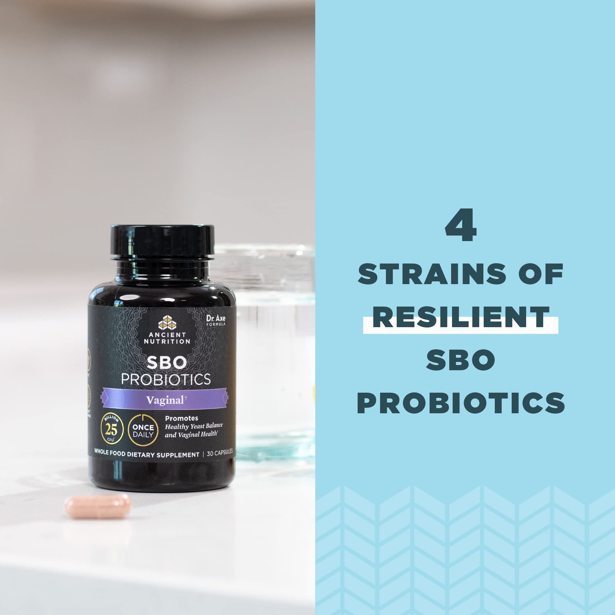 Ancient Nutrition Probiotic Women bottle in daily-use setting