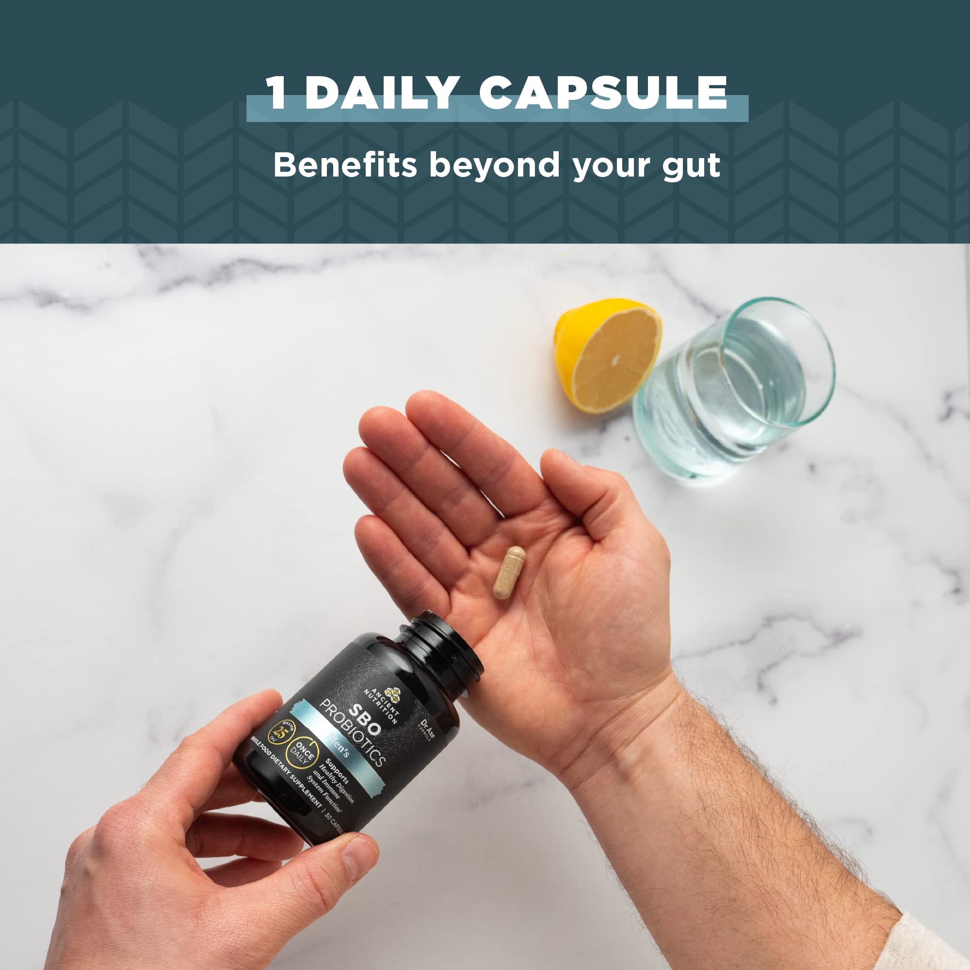 Label emphasizes 25B CFU probiotic potency for daily use.
