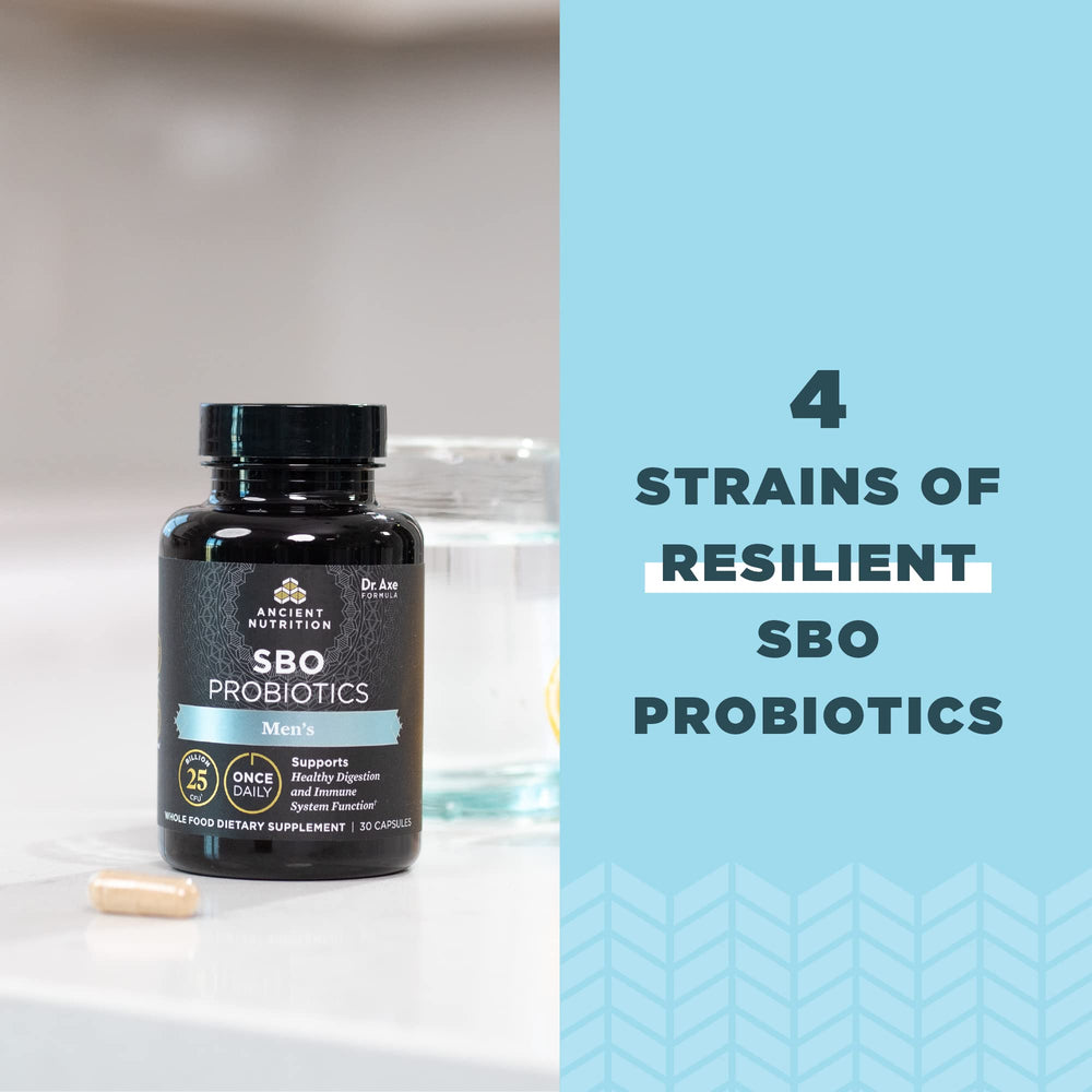 One-daily capsule from Ancient Nutrition Probiotics for Men in a modern setting.