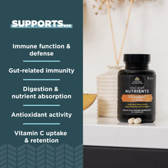 Ancient Nutrition Probiotics vitamin C capsules close-up emphasizes real food nutrients.