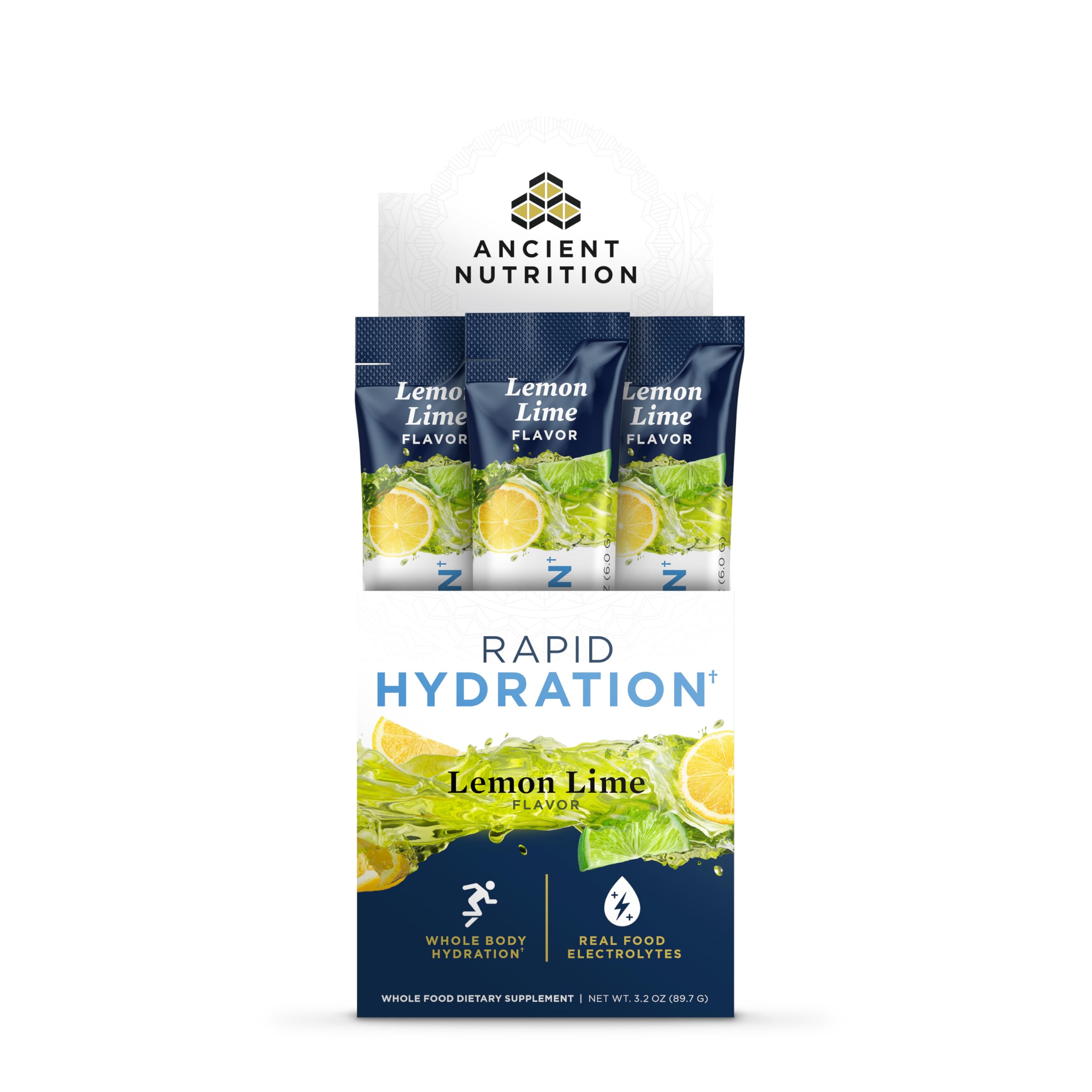 Ancient Nutrition Rapid Hydration Lemon Lime bottle ready to refresh and promote hydration